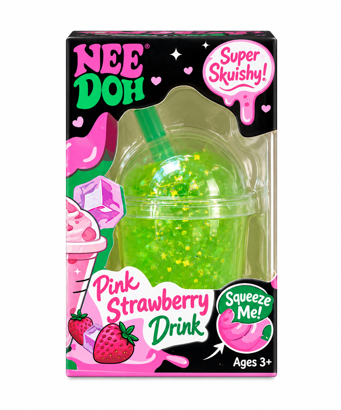 NeeDoh Pink Strawberry Drink Squish