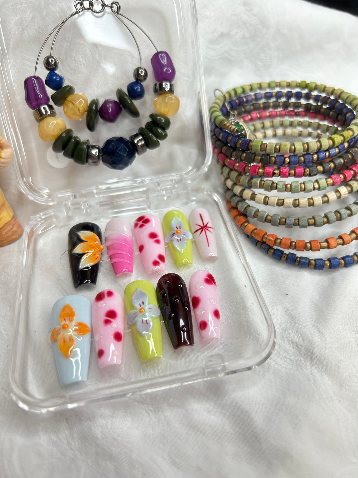 Colorful Cute Floral Press-On Nails Set
