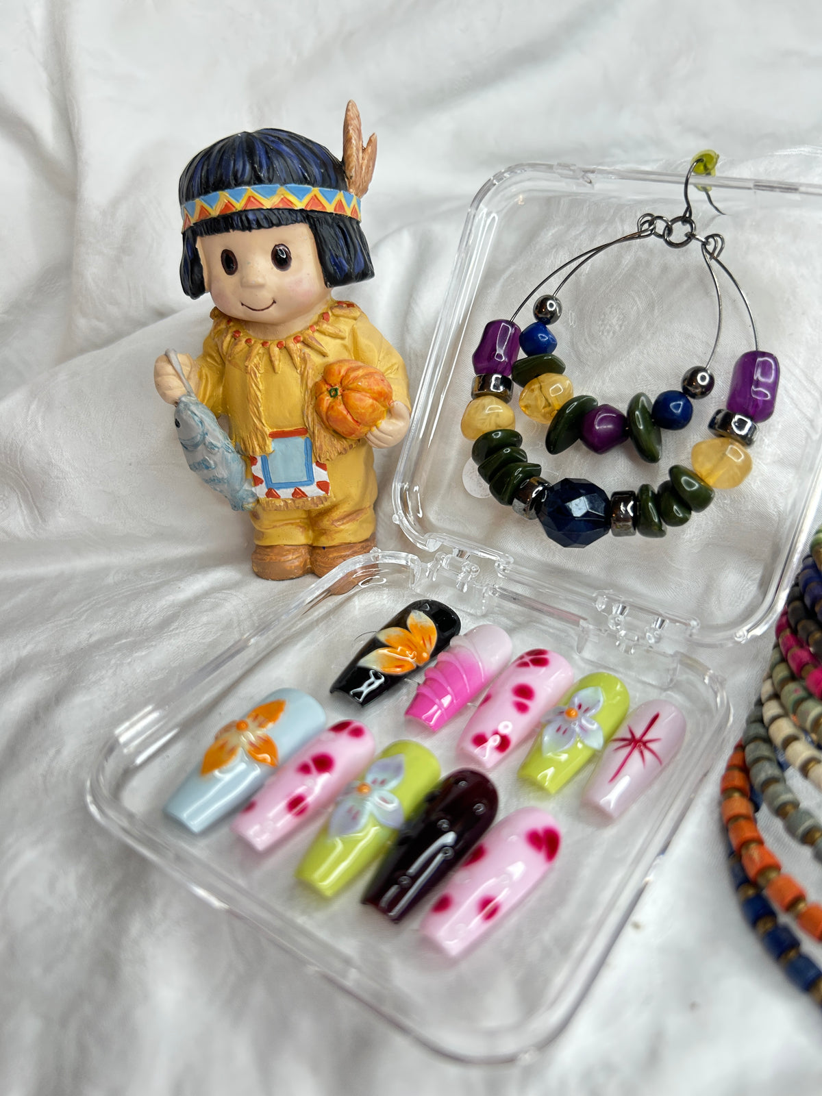 Colorful Cute Floral Press-On Nails Set
