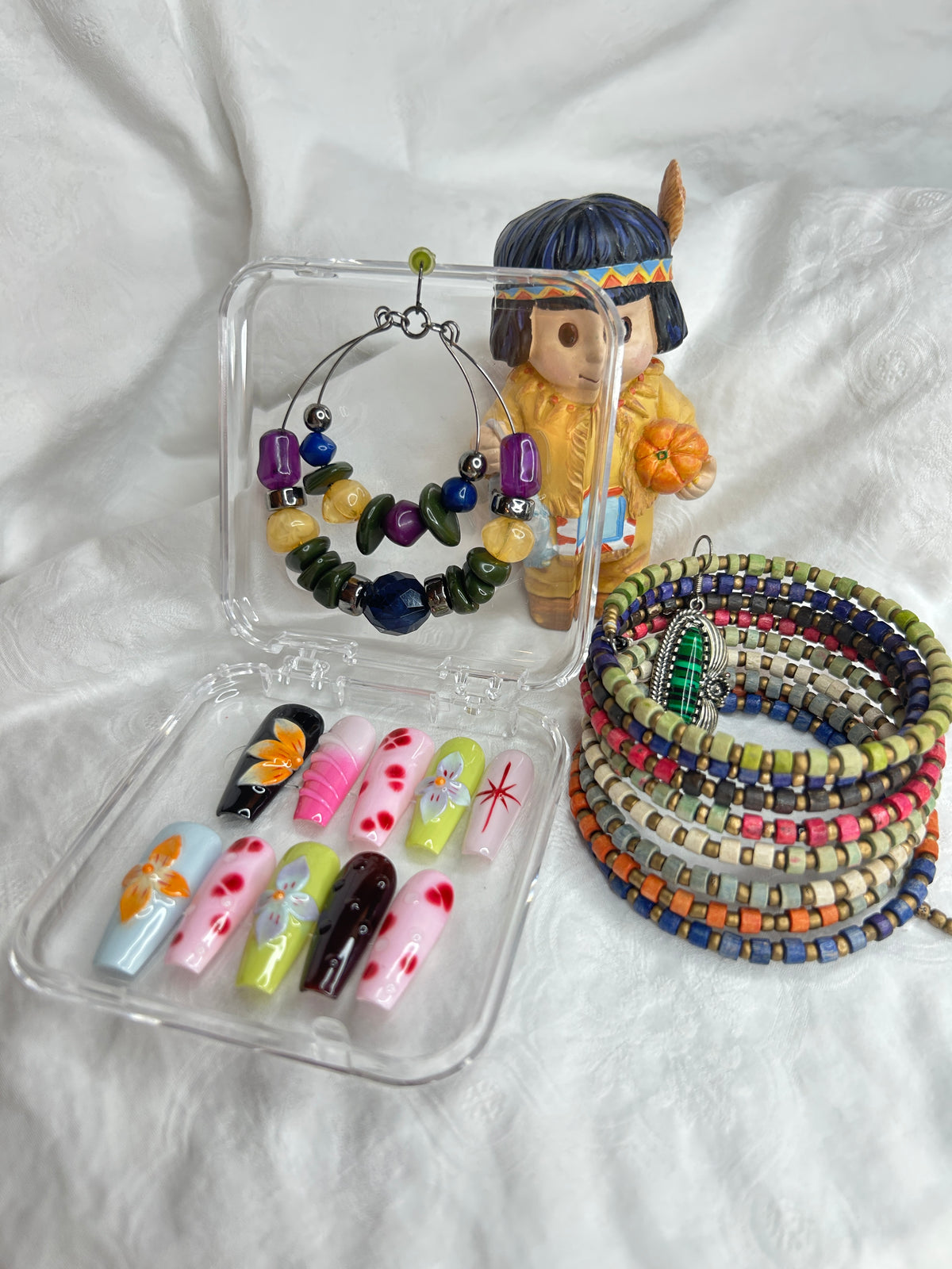 Colorful Cute Floral Press-On Nails Set