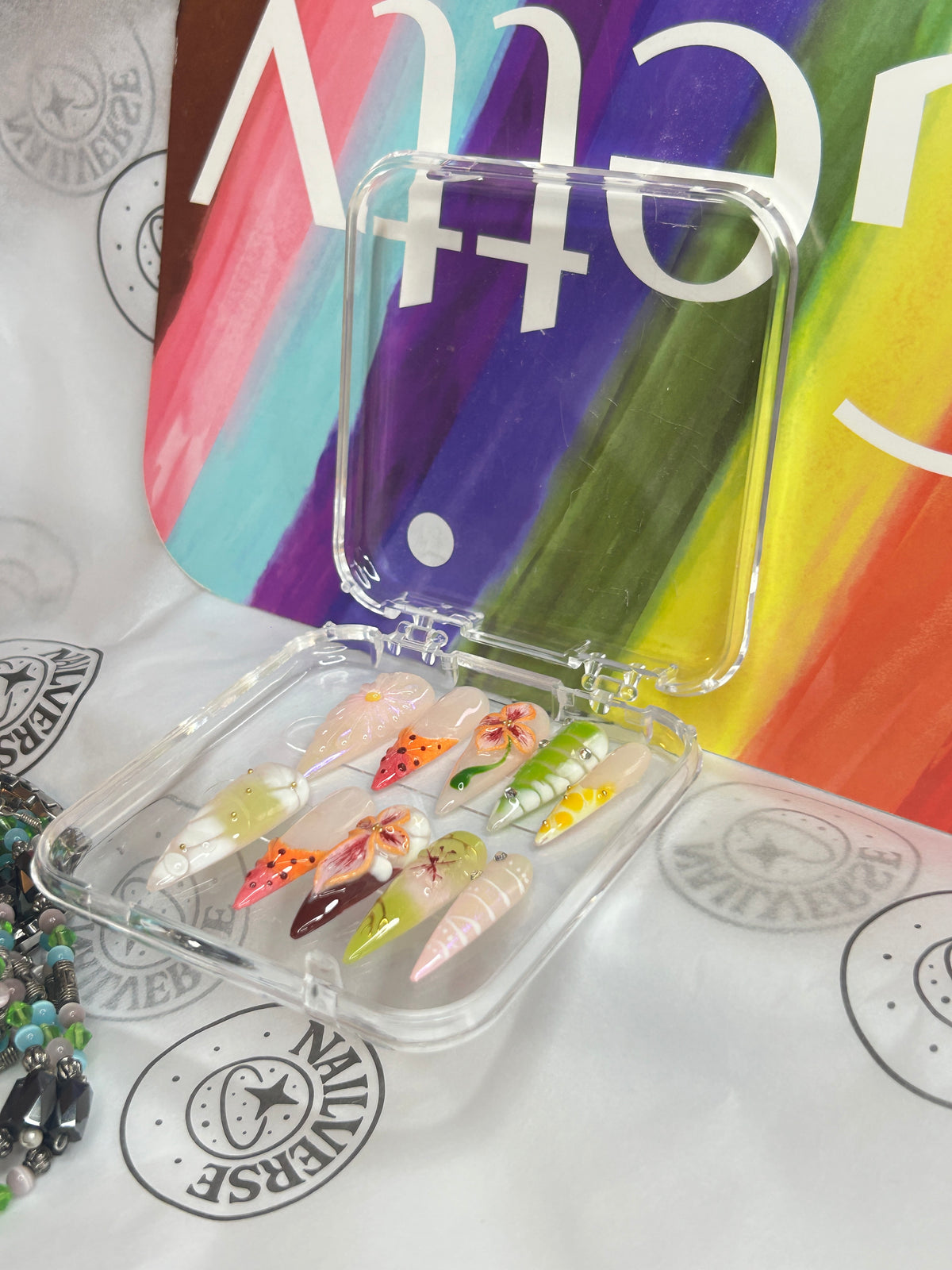 Handmade Colorful Dessert Press-On Nails – Reusable False Nails