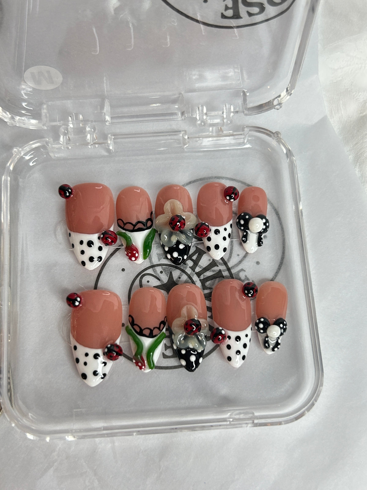 Pink Floral Checkered Press-On Nails