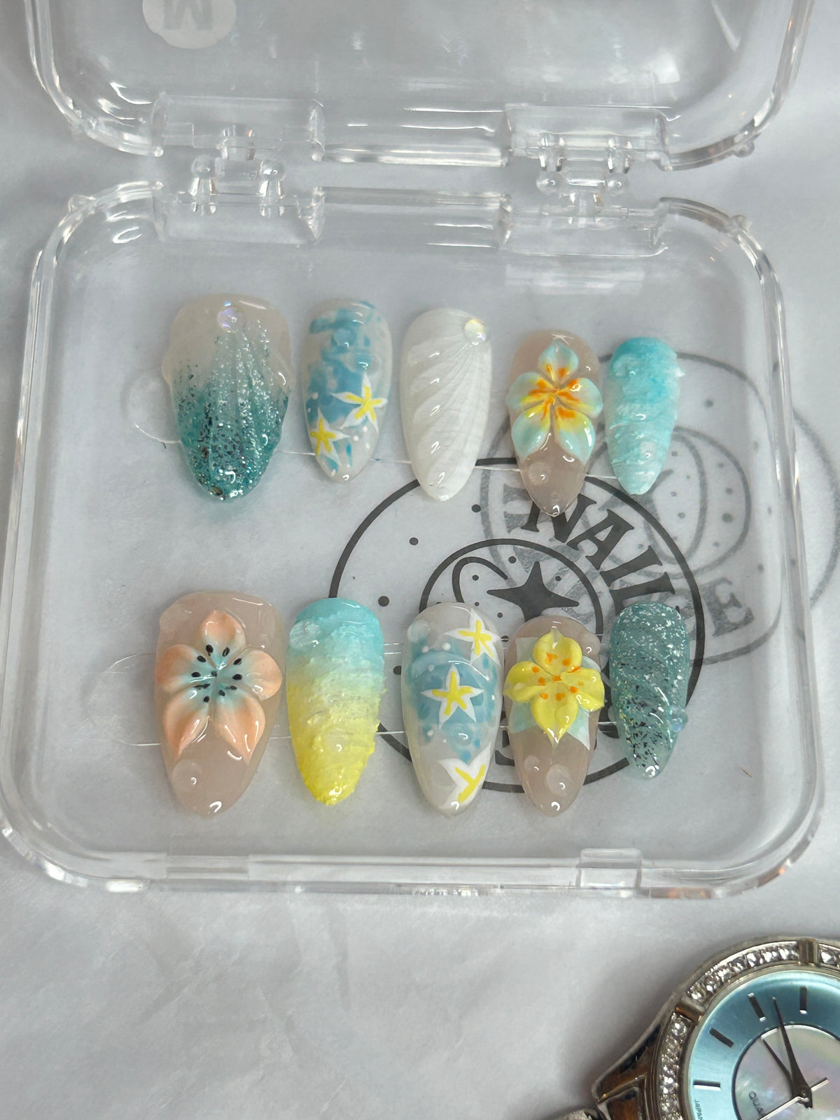 Tropical Summer 3D Handmade Press-On Nails