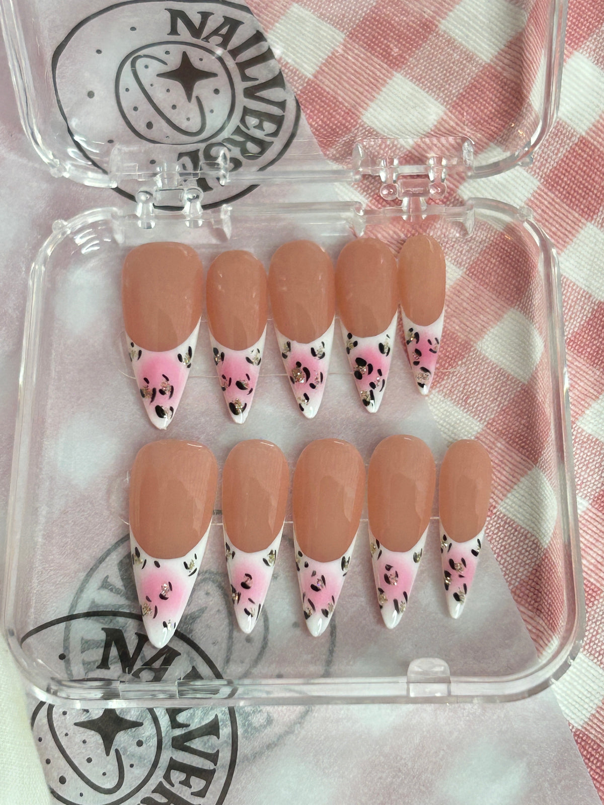 Pink Heart French 3D Handmade Press-On Nails