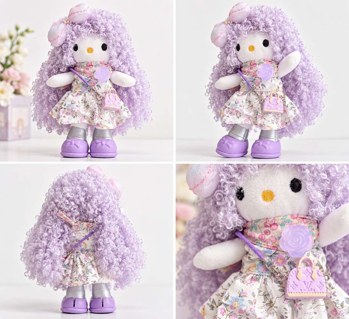 Handmade Purple Plush Doll Keychain
