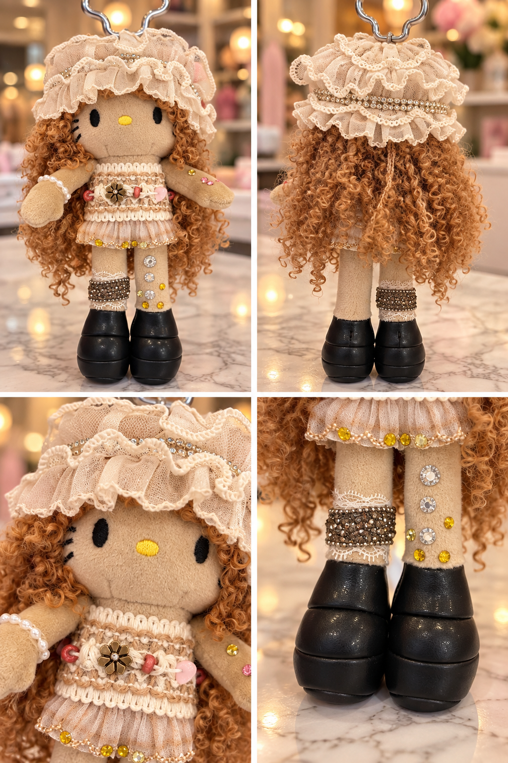 Handmade Vintage Lace Plush Doll Keychain