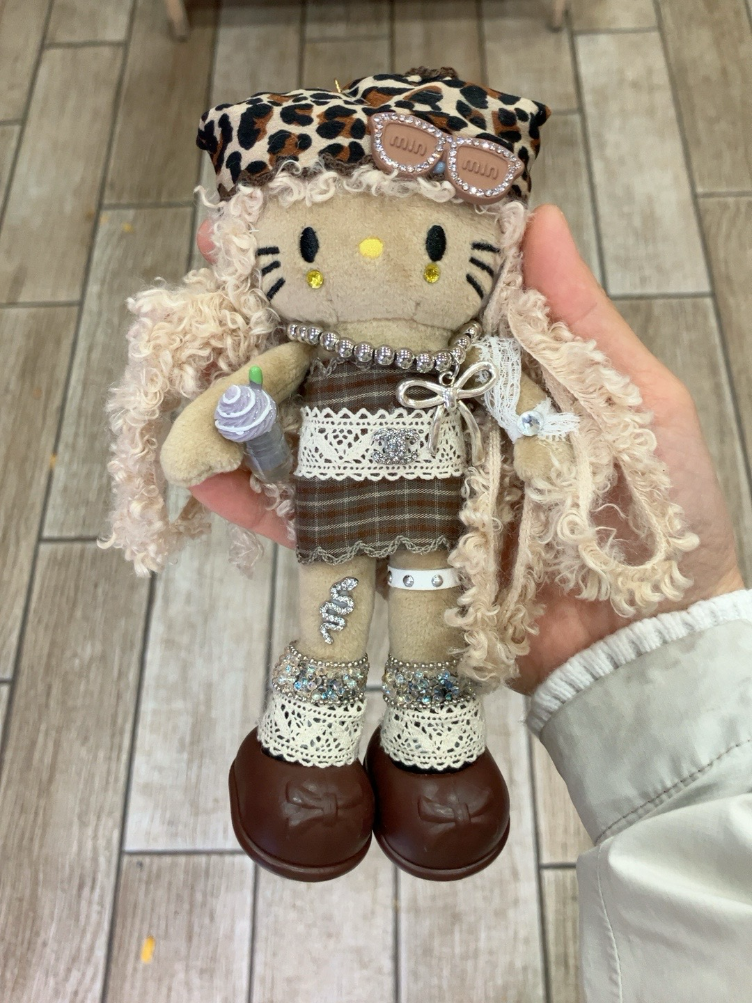 Handmade Vintage Leopard Plush Doll Keychain