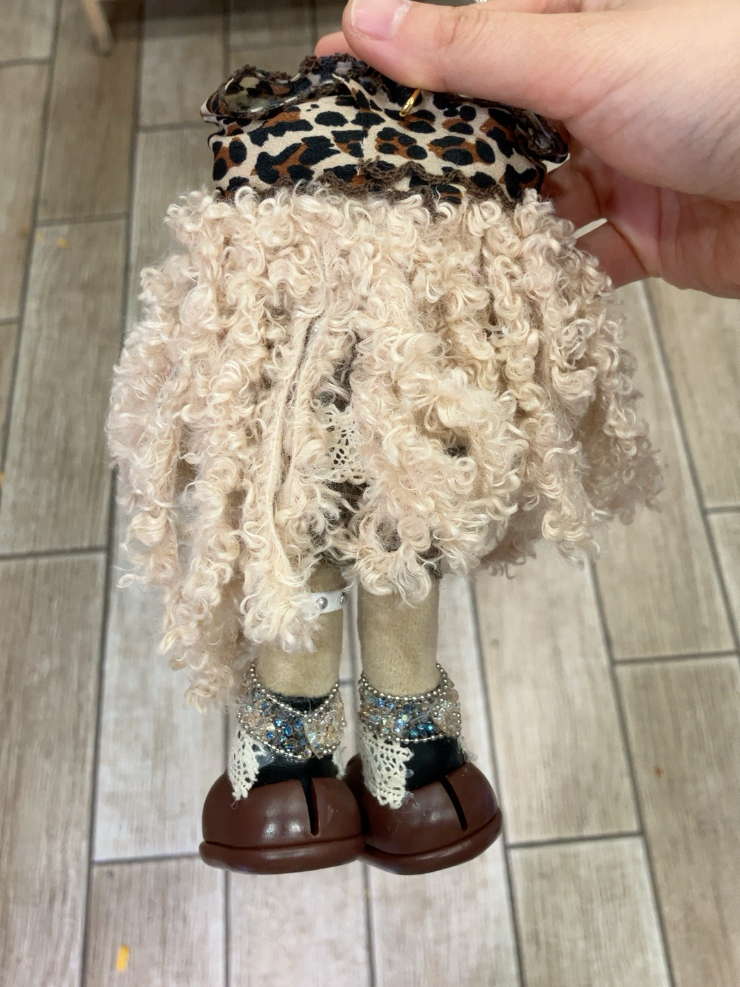 Handmade Vintage Leopard Plush Doll Keychain