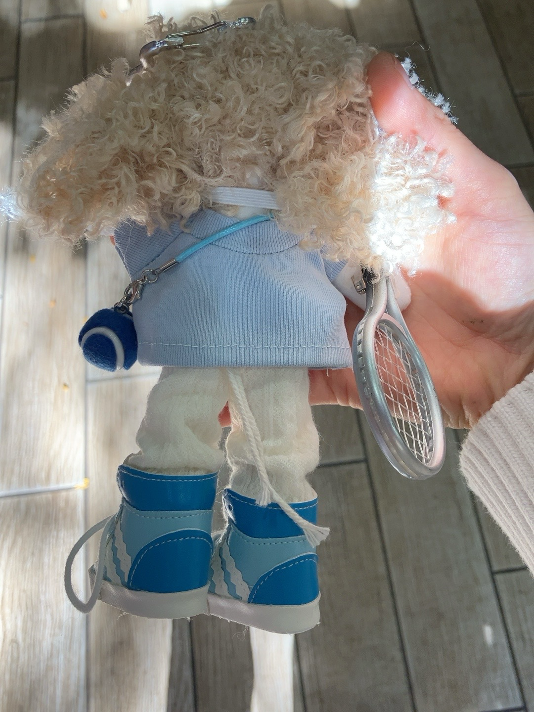 Handmade Plush Doll Keychain – Blue Sports Style