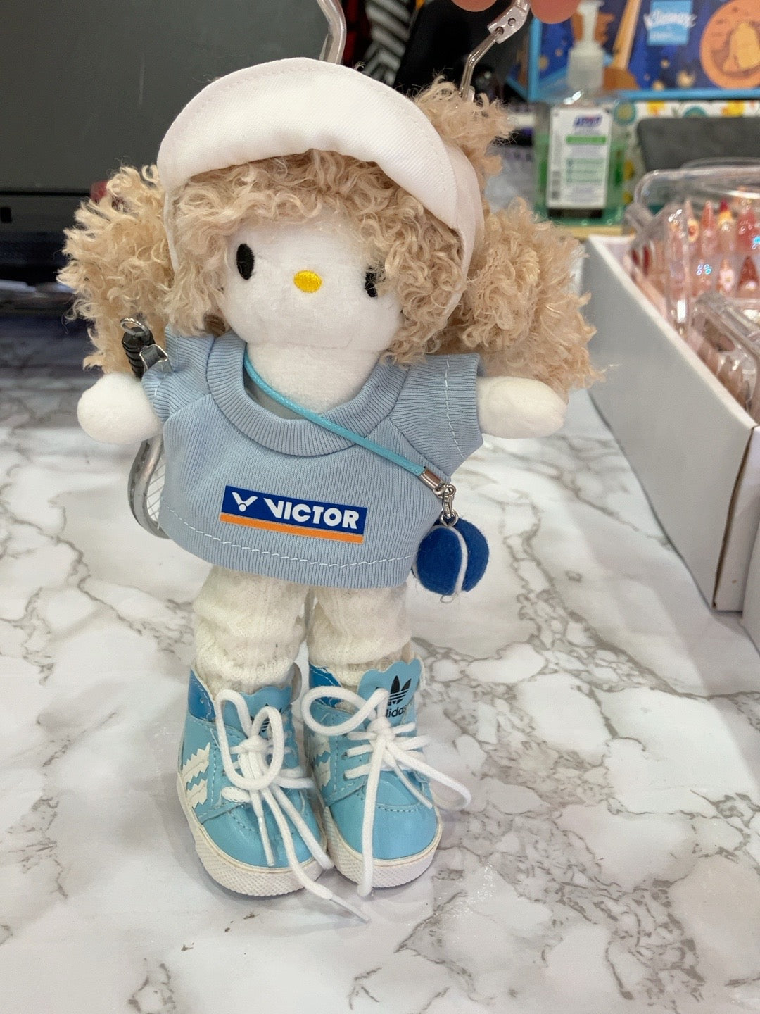 Handmade Plush Doll Keychain – Blue Sports Style