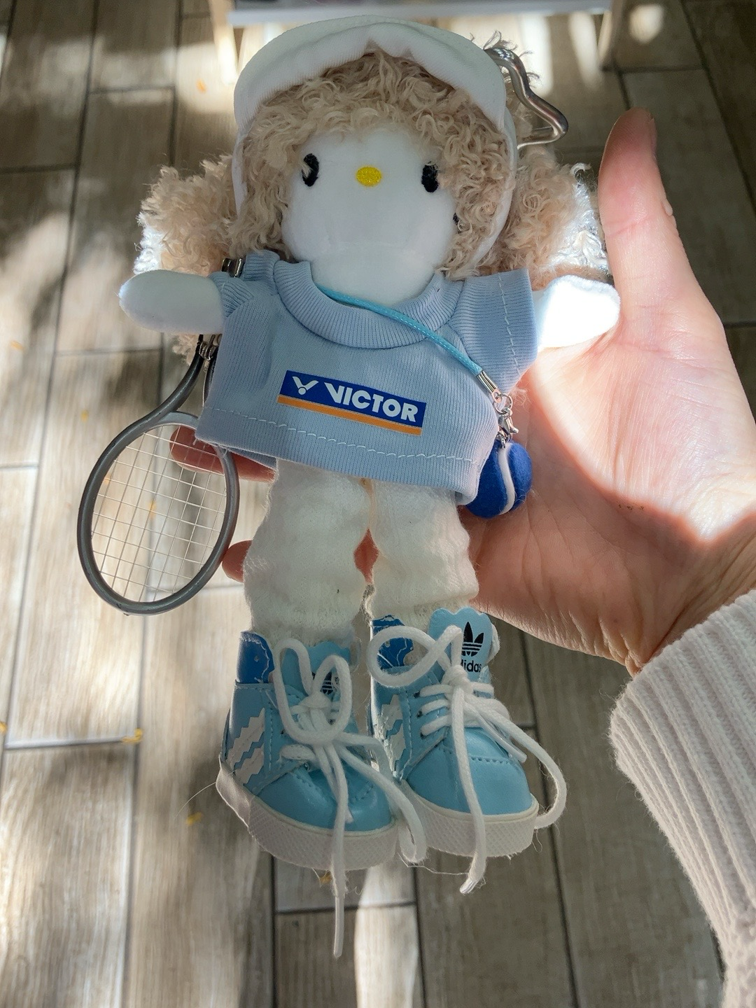 Handmade Plush Doll Keychain – Blue Sports Style