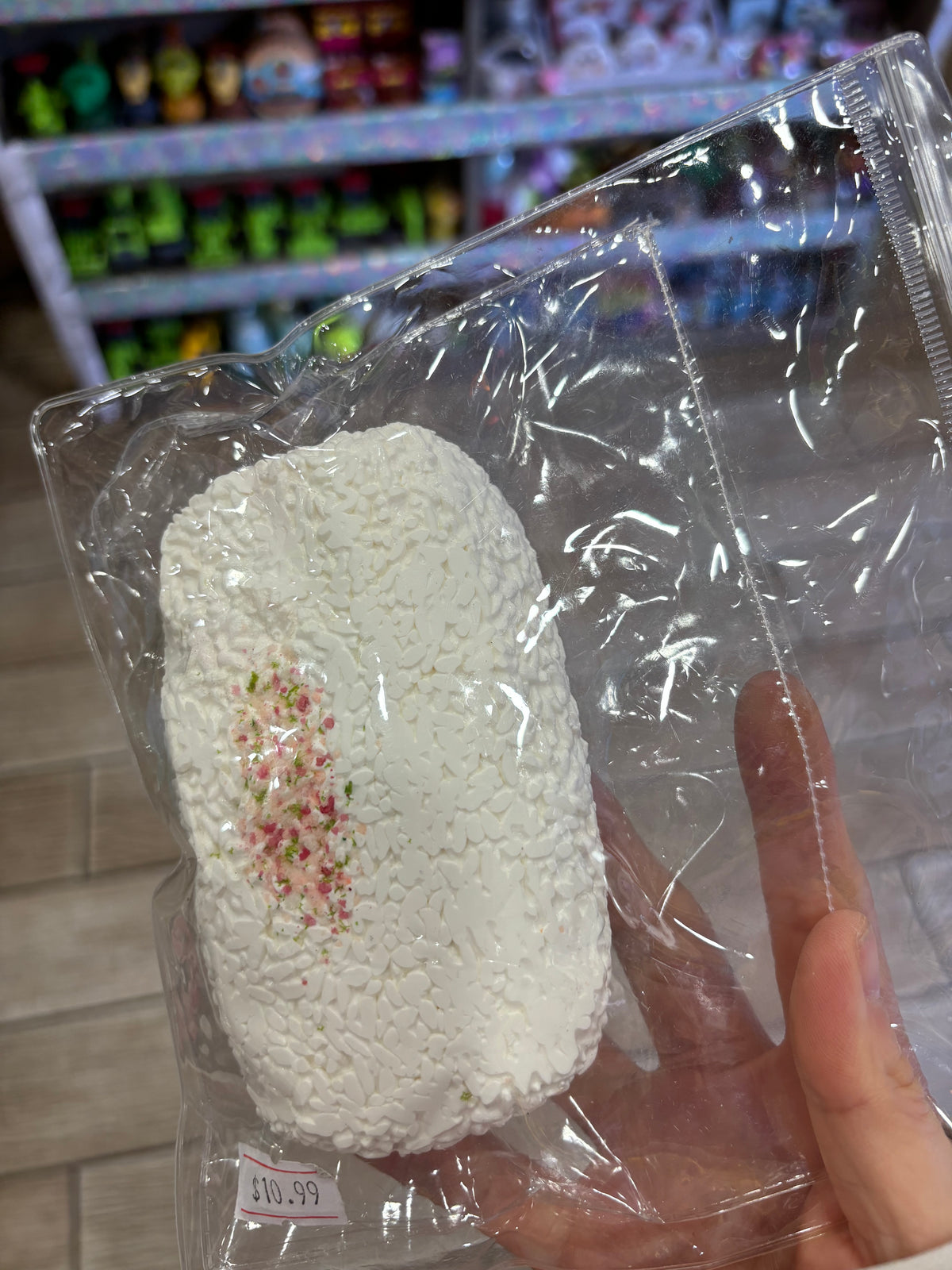 White Rice Cake Squishy Toy with Colorful Sprinkles