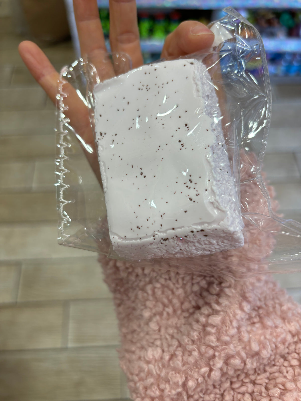Lavender Rice Cake Squishy Toy with Rainbow Sprinkles