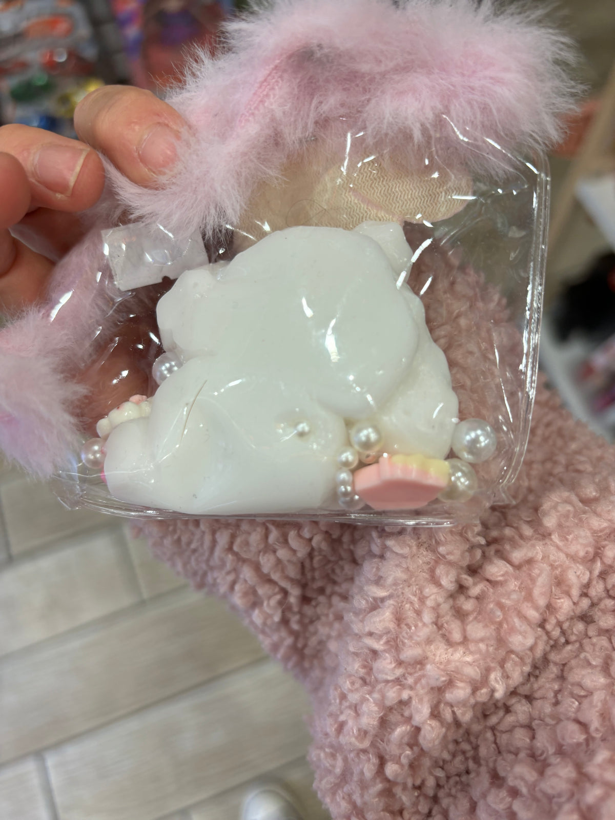 Pink Bunny Plush Charm Gift Set with Fluffy Bow