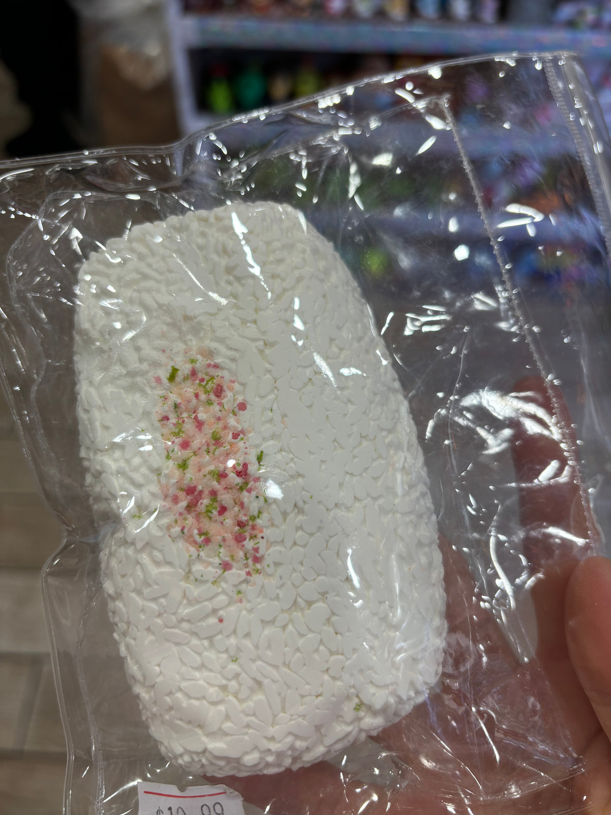 White Rice Cake Squishy Toy with Colorful Sprinkles