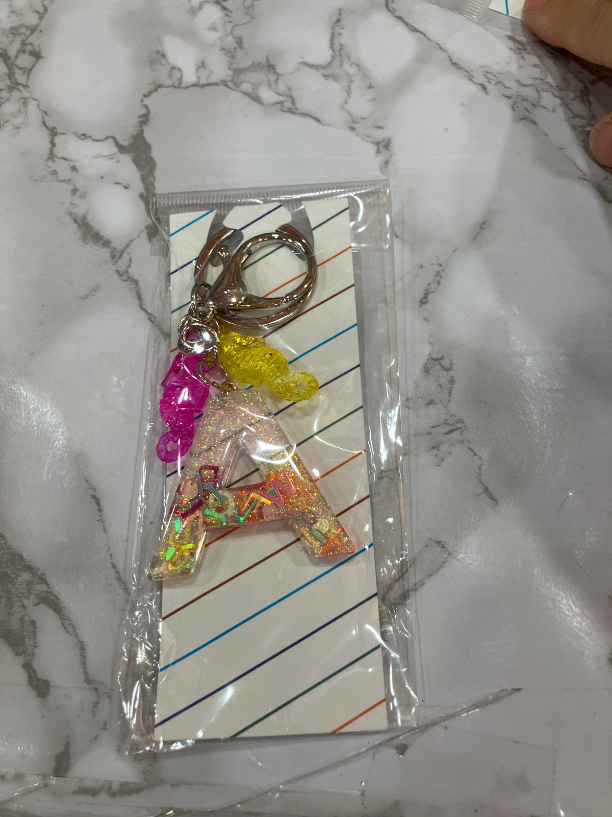 Colorful Glitter Alphabet Letter Keychain