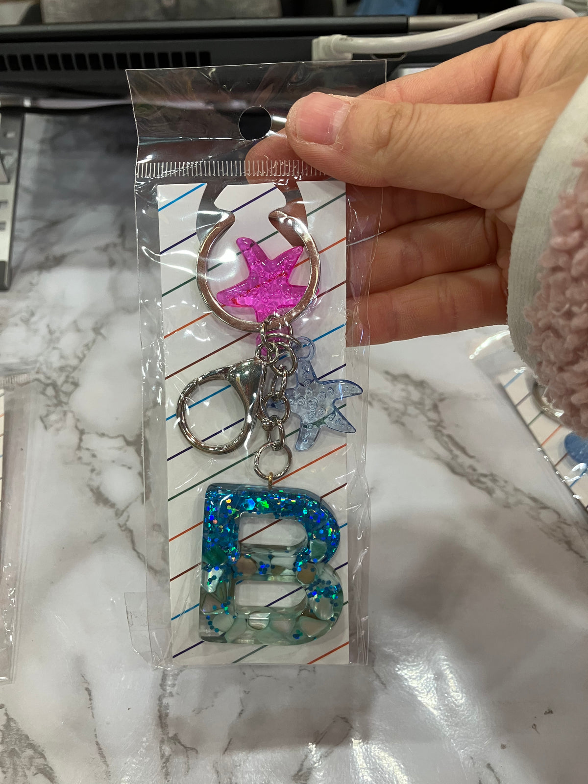Colorful Glitter Alphabet Letter Keychain