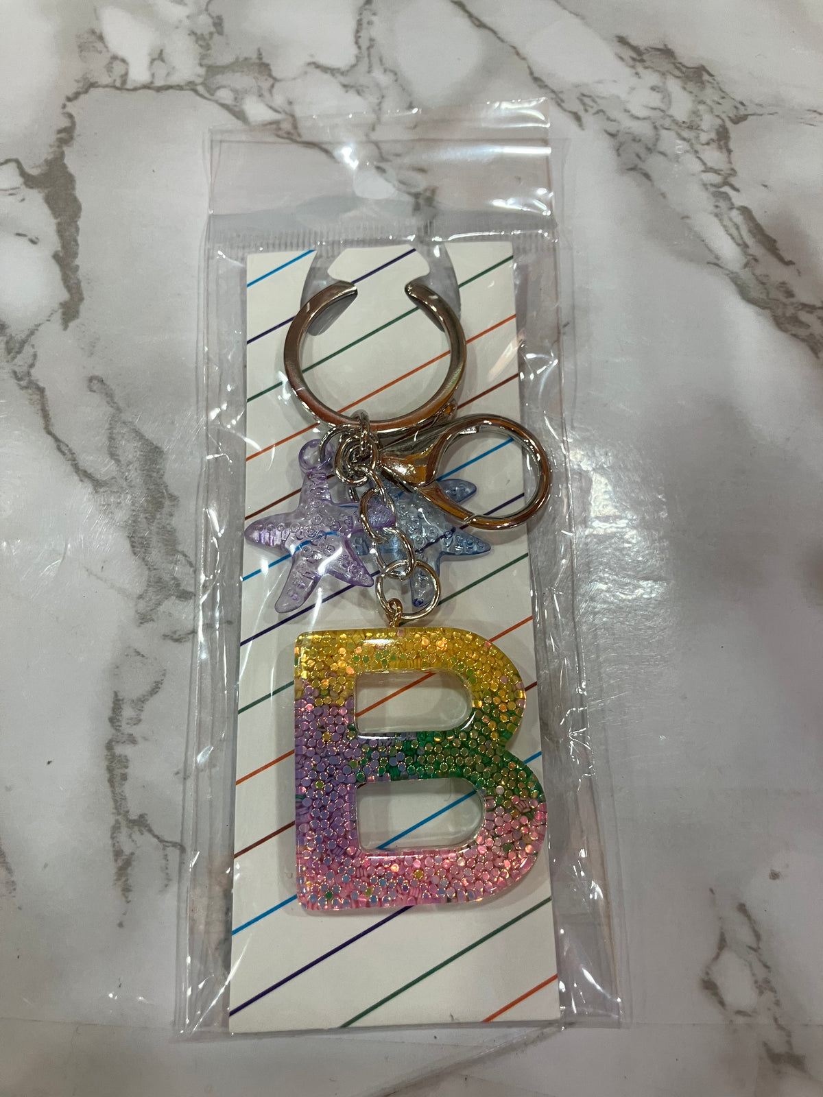 Colorful Glitter Alphabet Letter Keychain