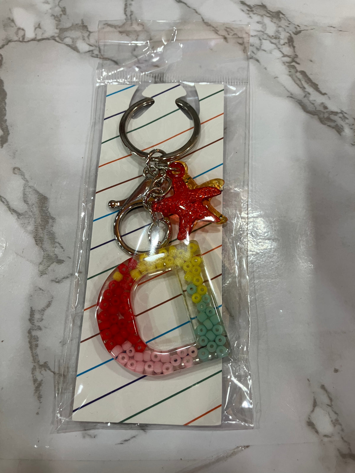 Colorful Glitter Alphabet Letter Keychain