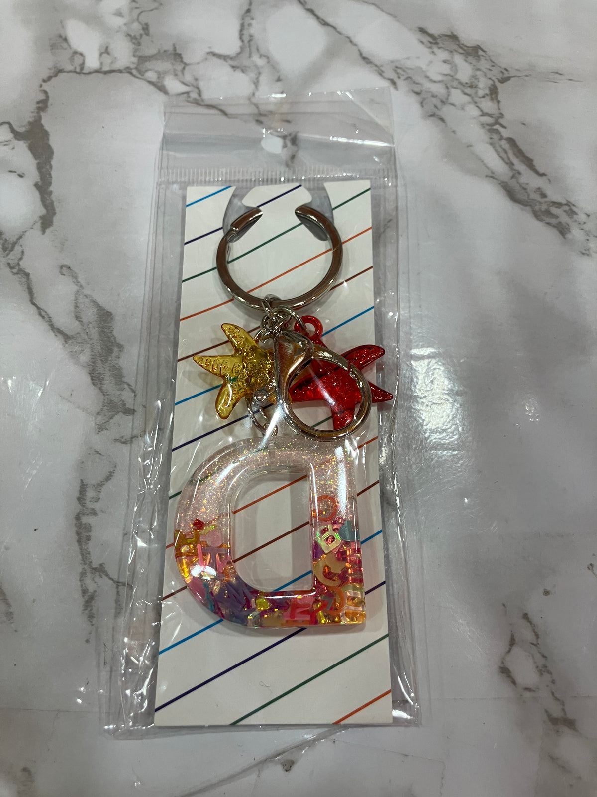 Colorful Glitter Alphabet Letter Keychain