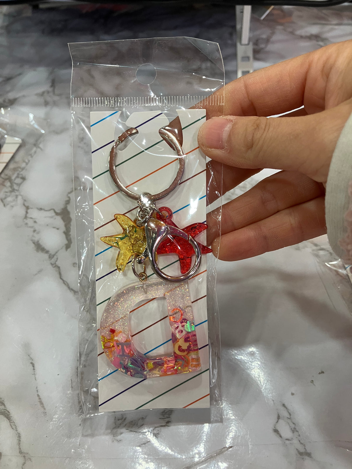Colorful Glitter Alphabet Letter Keychain