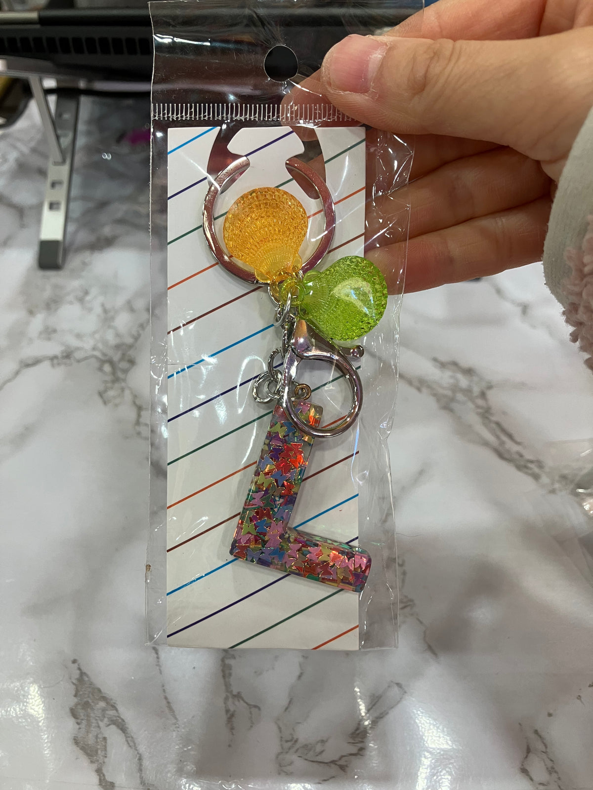 Colorful Glitter Alphabet Letter Keychain