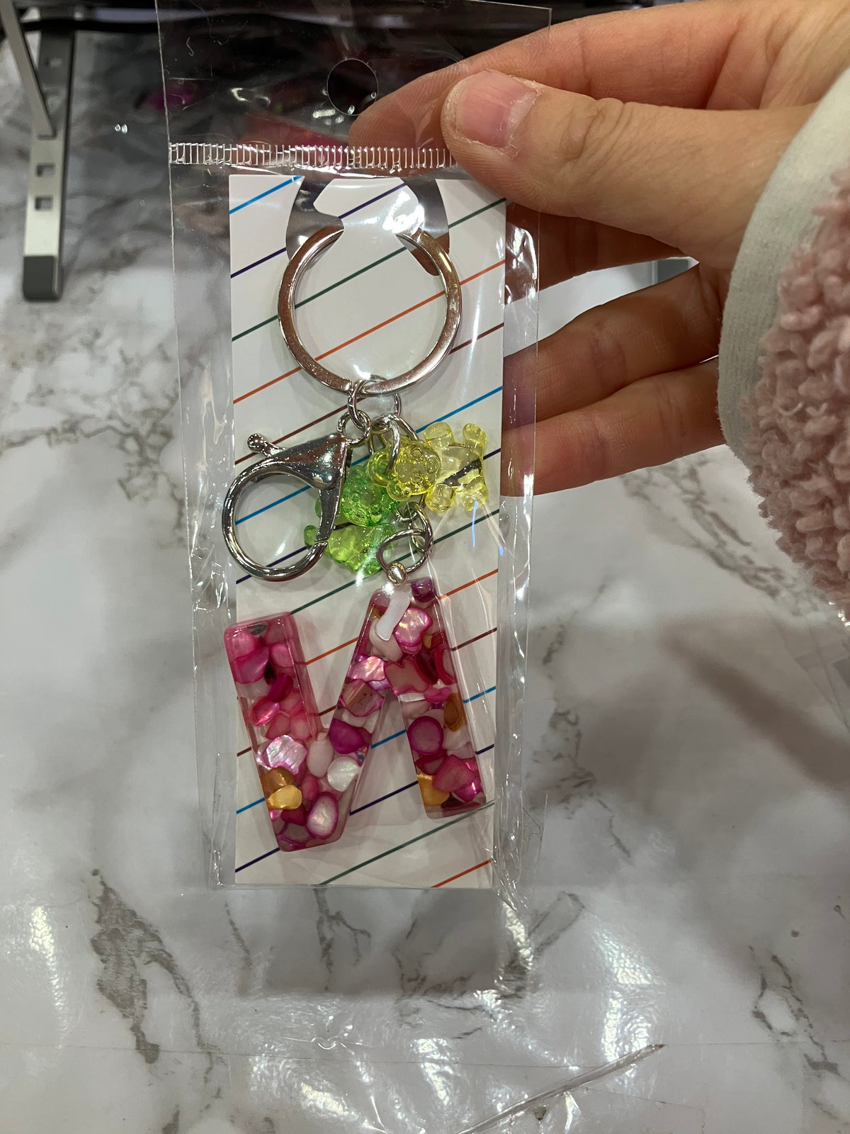 Colorful Glitter Alphabet Letter Keychain