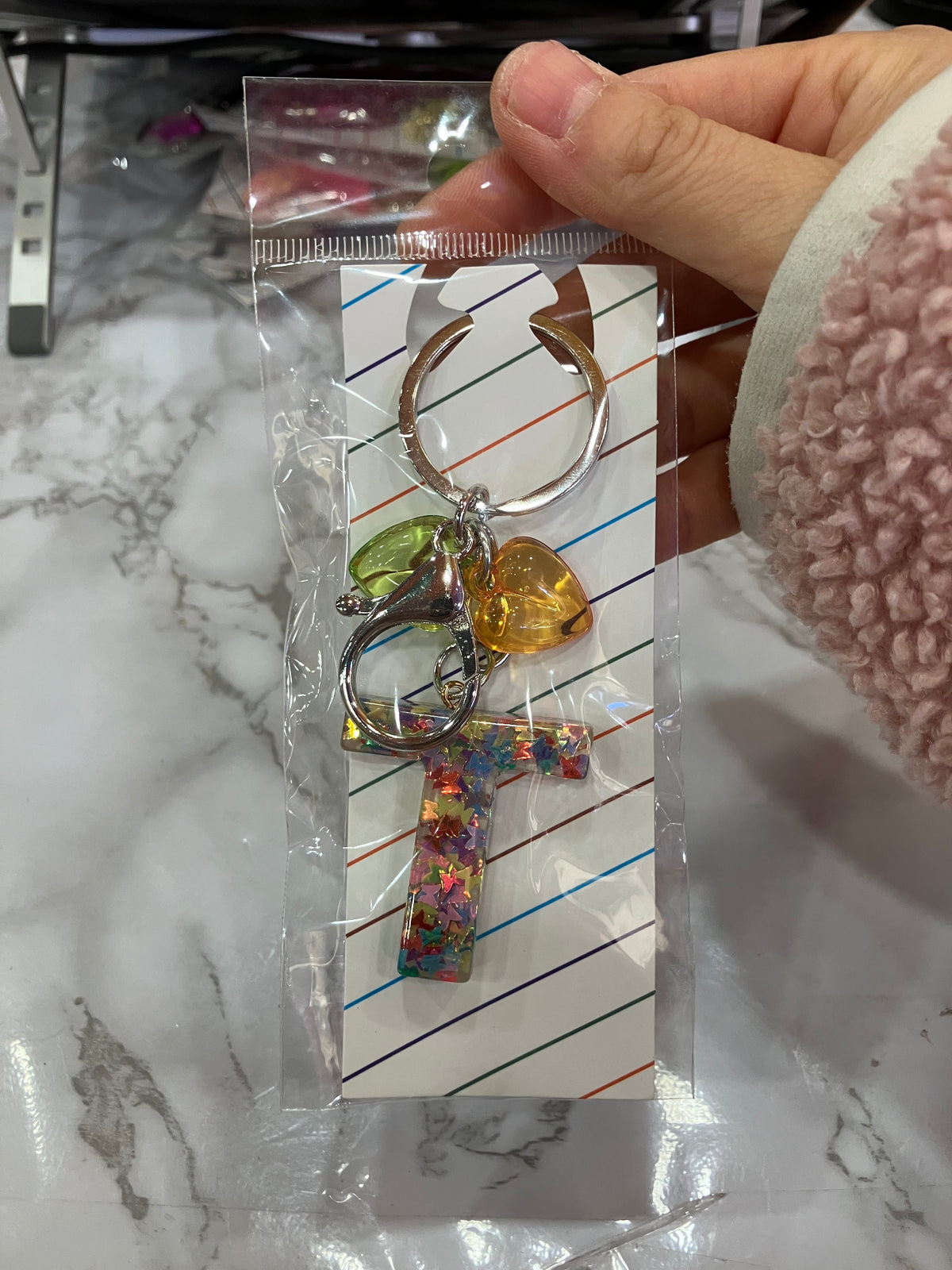Colorful Glitter Alphabet Letter Keychain