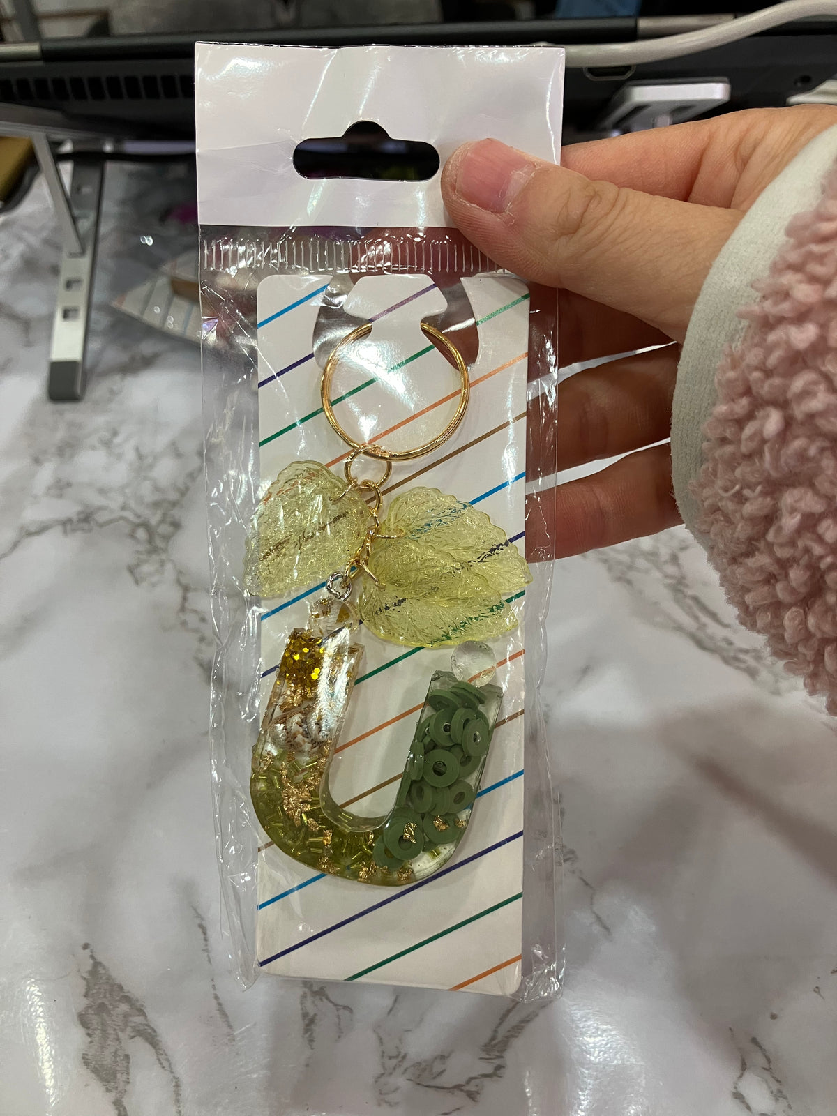 Colorful Glitter Alphabet Letter Keychain