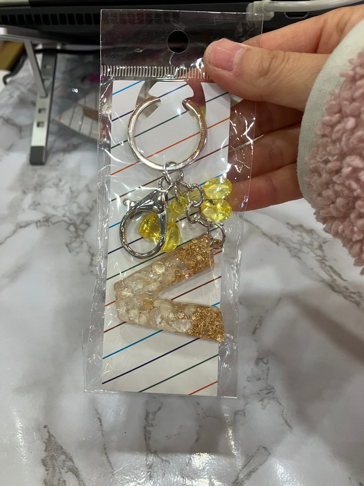 Colorful Glitter Alphabet Letter Keychain