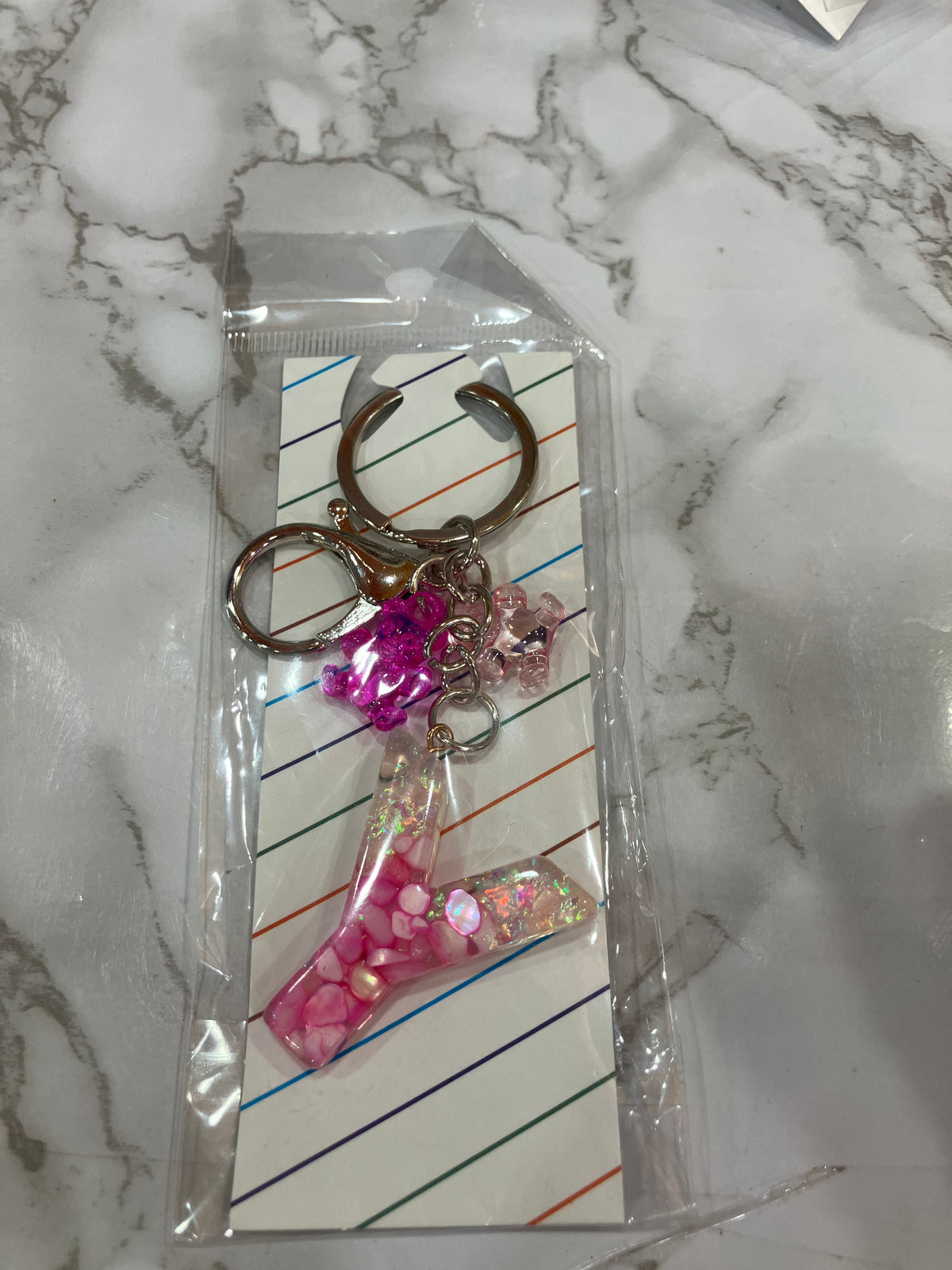 Colorful Glitter Alphabet Letter Keychain