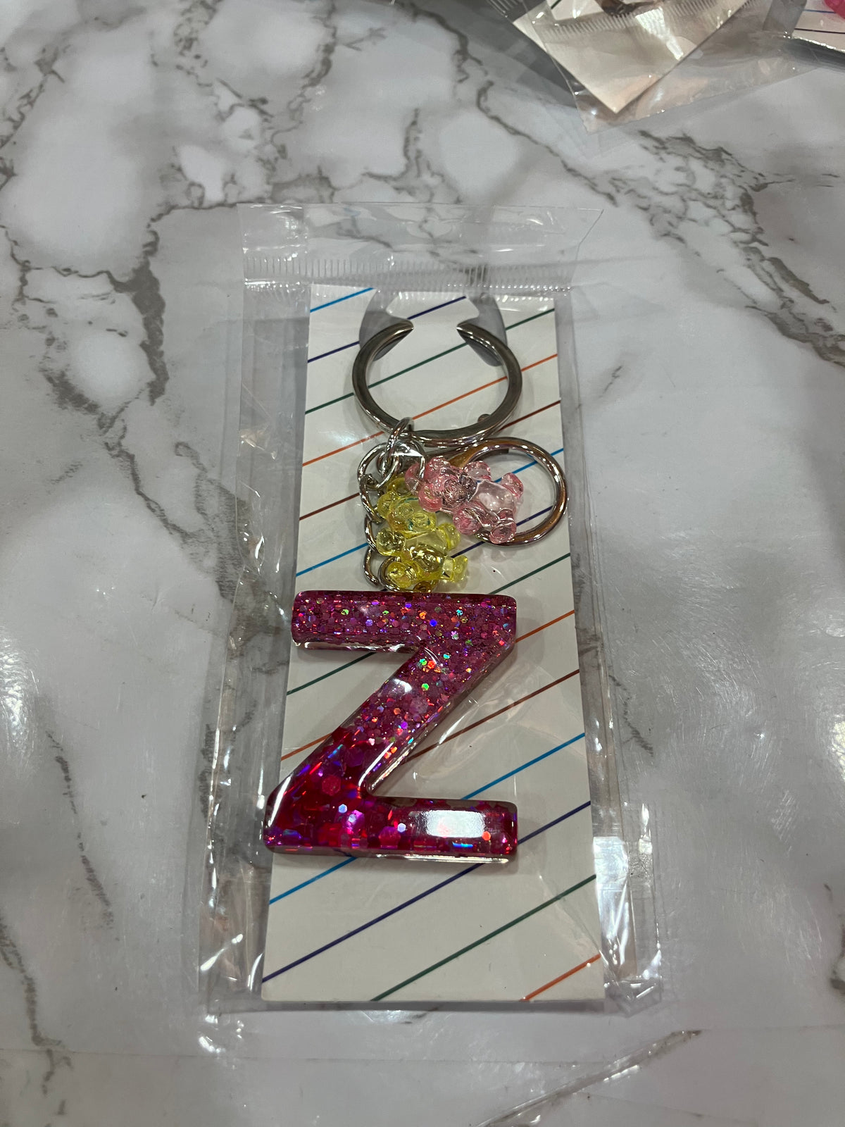 Colorful Glitter Alphabet Letter Keychain
