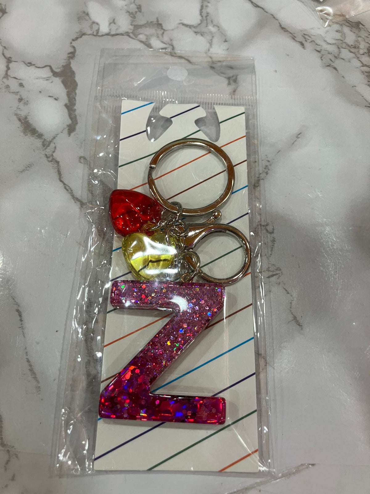 Colorful Glitter Alphabet Letter Keychain