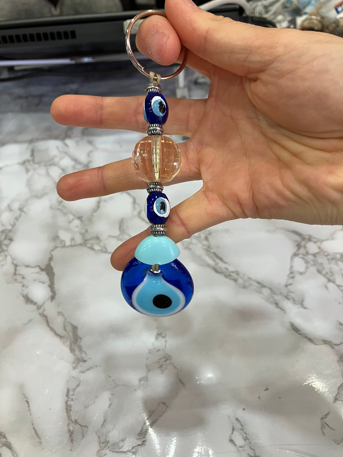 Blue Evil Eye Keychain – Colorful Beaded Charm