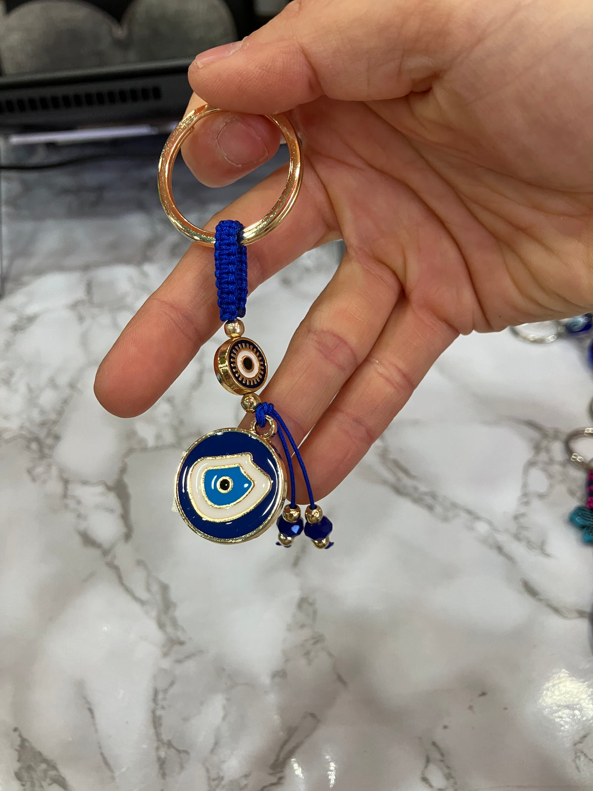 Blue Evil Eye Keychain – Colorful Beaded Charm