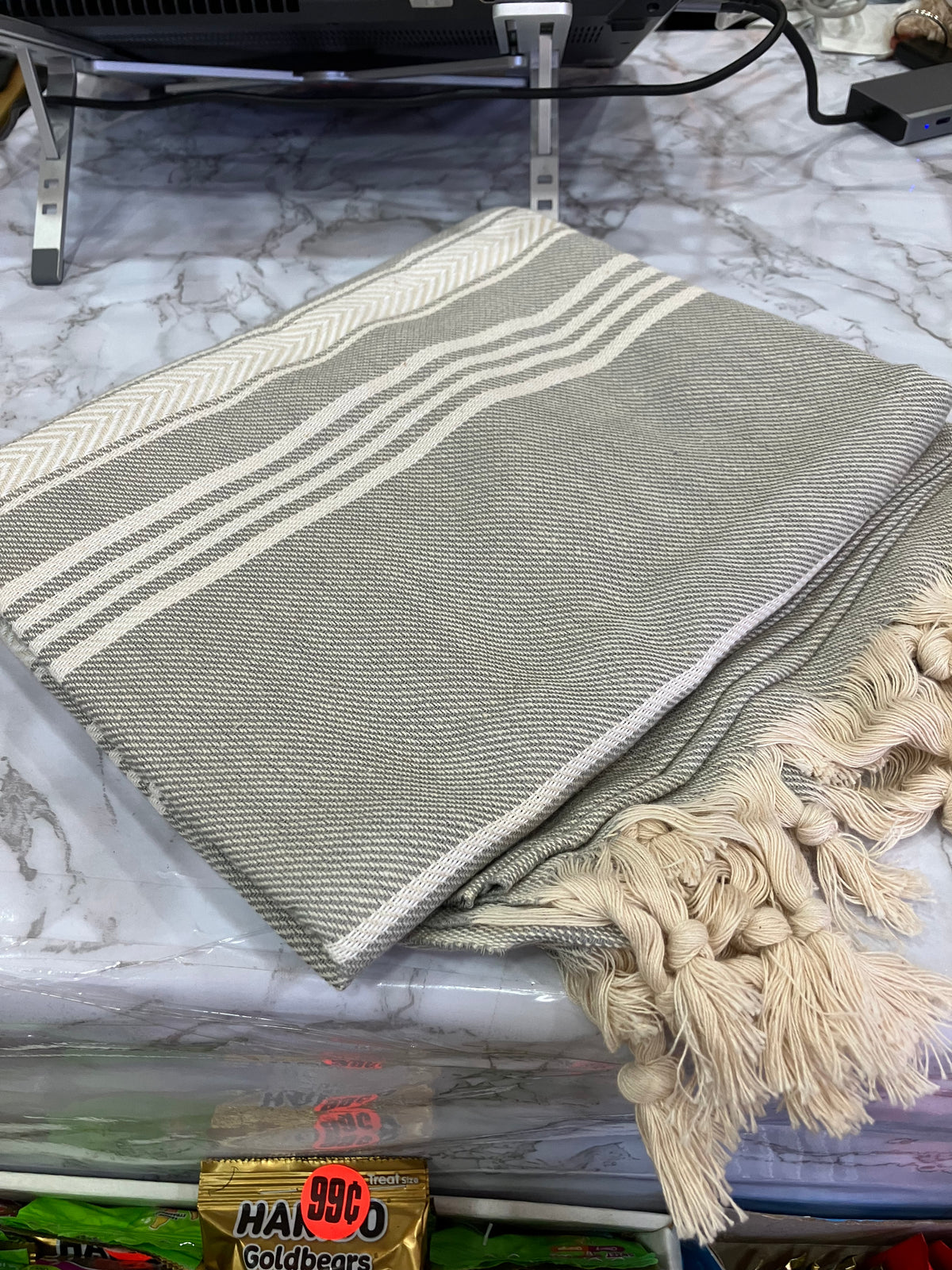 Turkish Cotton Shower Towel with Decorative Fringe