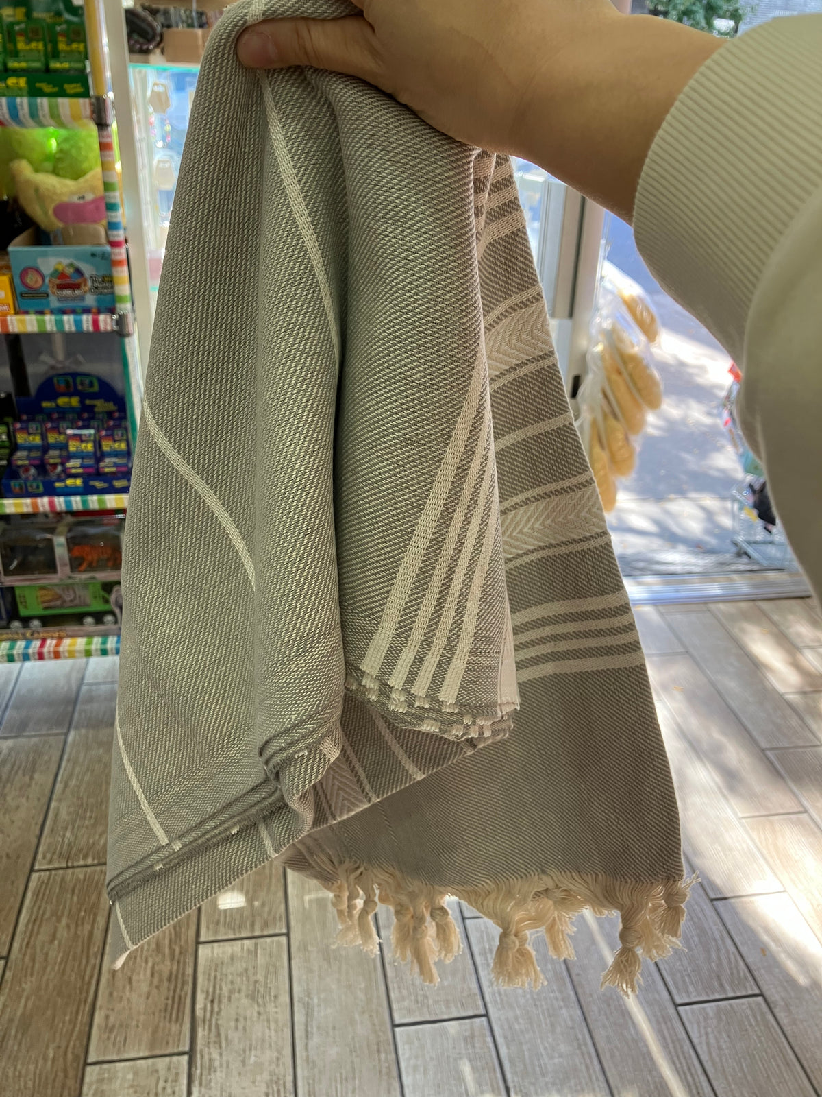 Turkish Cotton Shower Towel with Decorative Fringe
