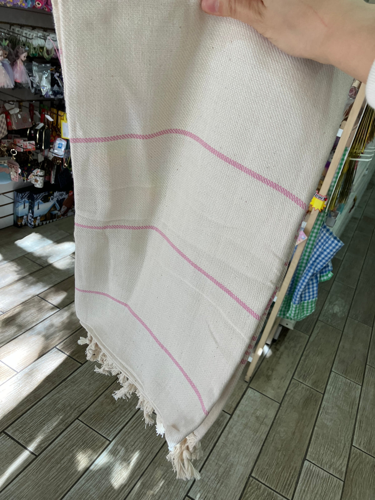 Turkish Cotton Shower Towel with Decorative Fringe