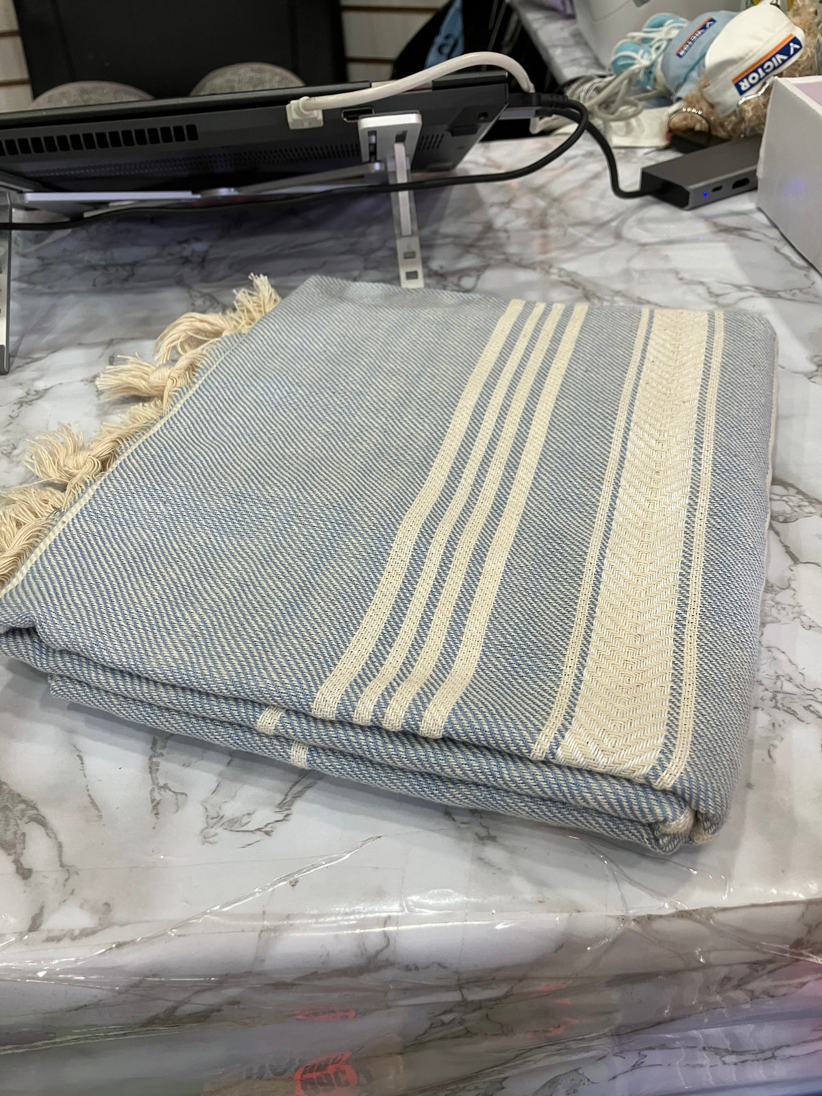 Turkish Cotton Shower Towel with Decorative Fringe