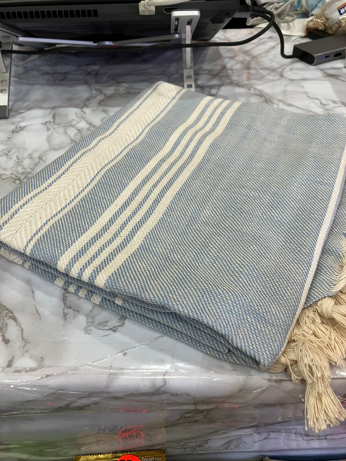 Turkish Cotton Shower Towel with Decorative Fringe