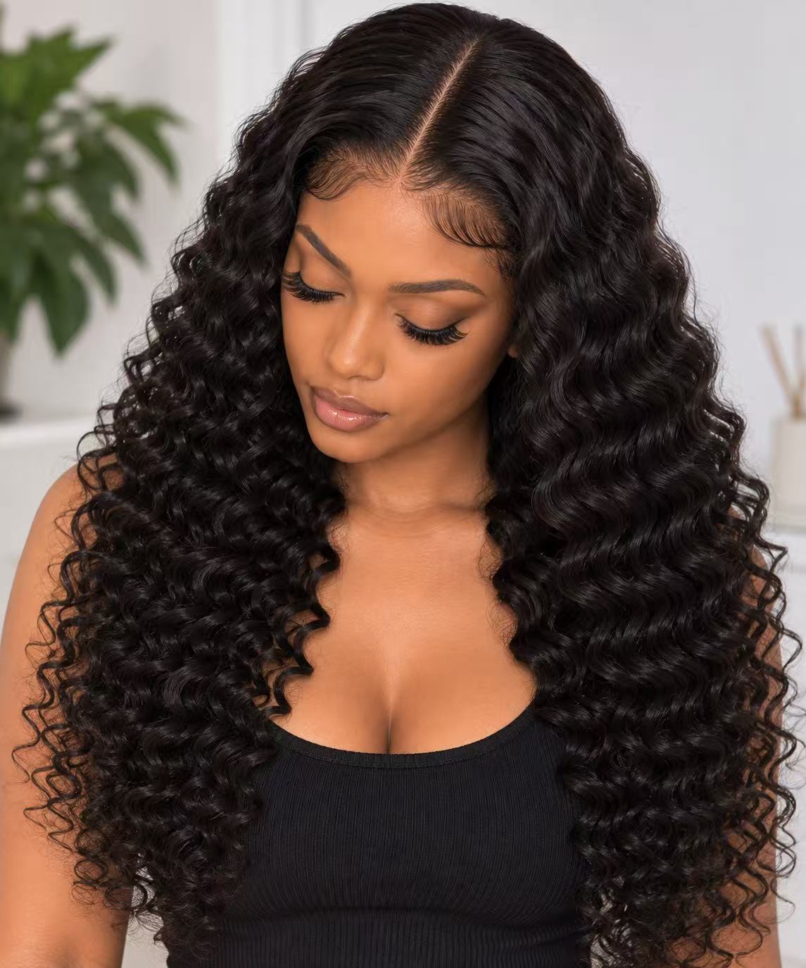 5×5 HD Lace Deep Wave Human Hair Closure – Natural Black