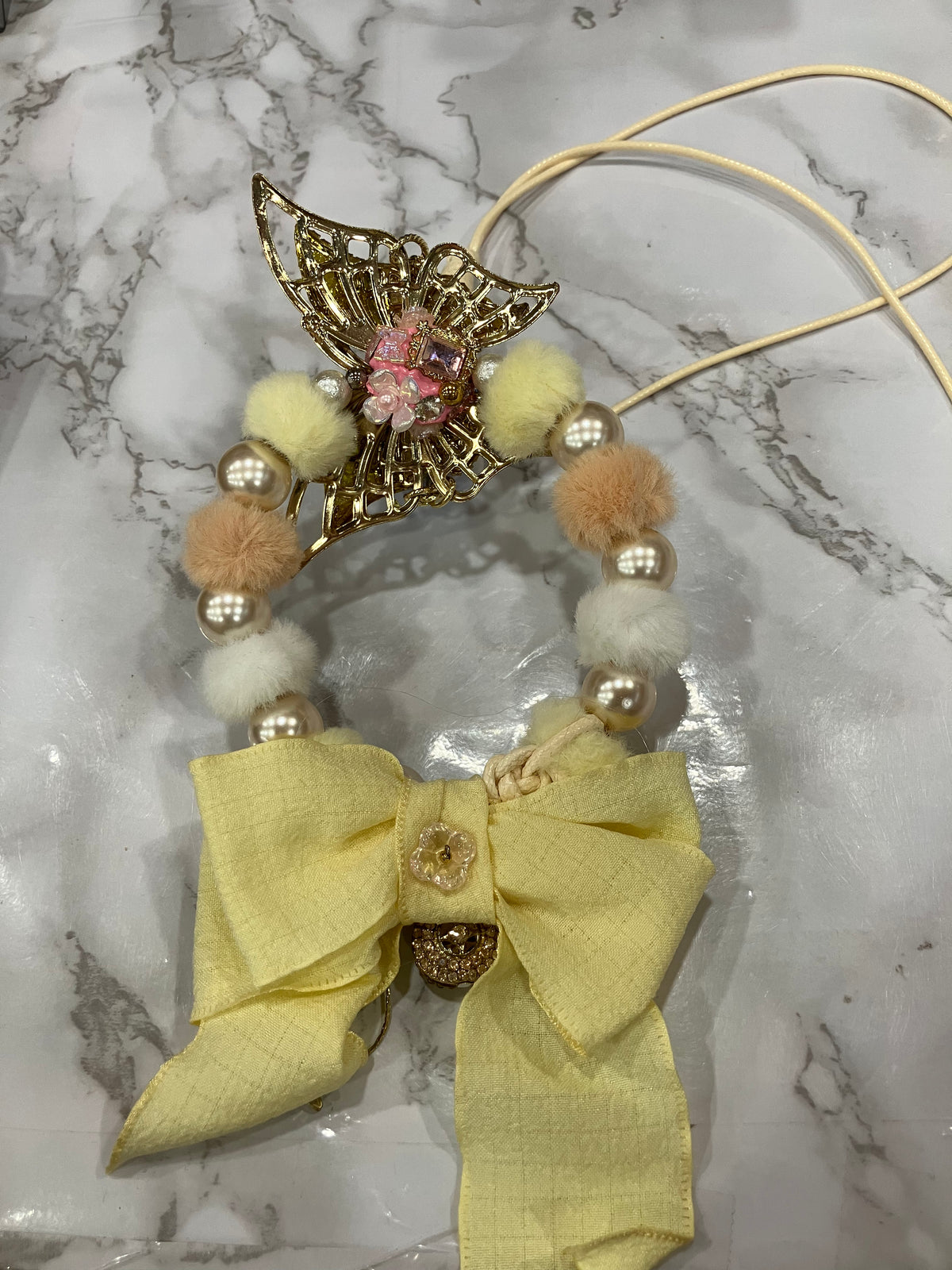 Cute Butterfly Pearl Beaded Bag Charm & Keychain