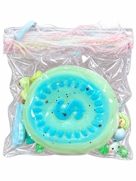 Blue Green Swirl Squishy Toy Set – Pastel Kawaii Design