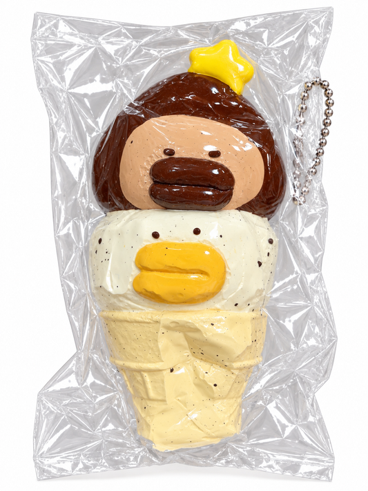 Cute Brown Bear Ice Cream Cone Charm – Kawaii Design