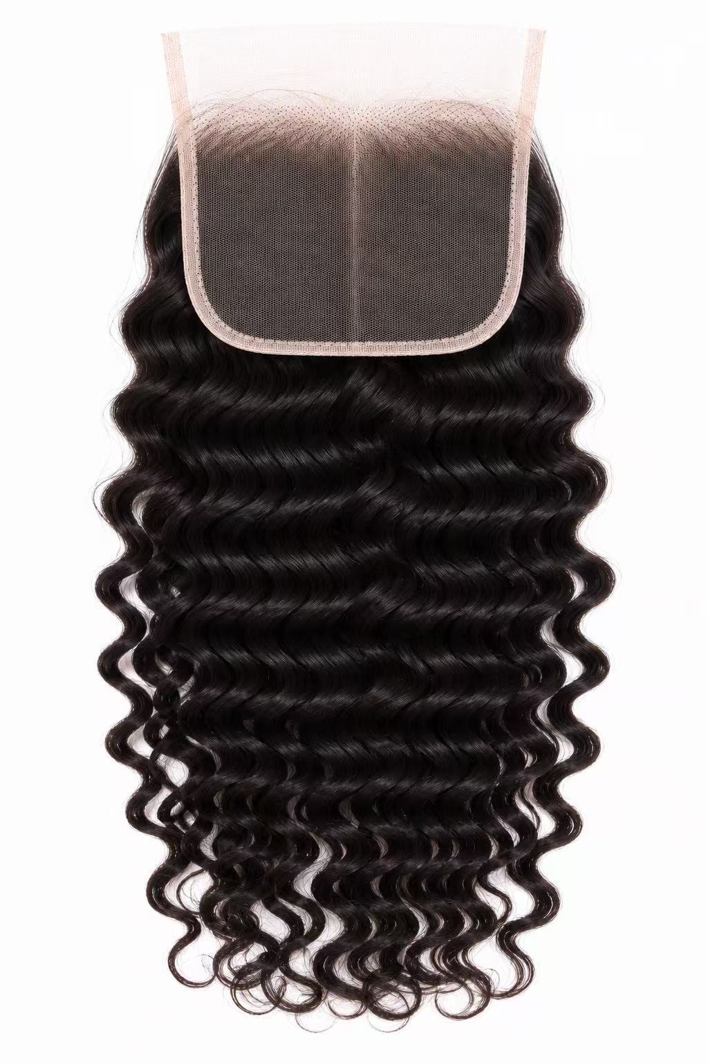 5×5 HD Lace Deep Wave Human Hair Closure – Natural Black