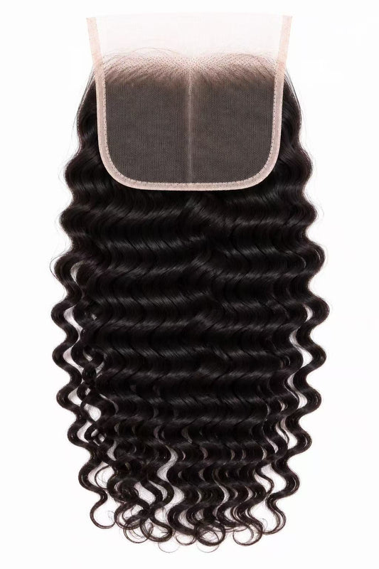 5×5 HD Lace Deep Wave Human Hair Closure – Natural Black