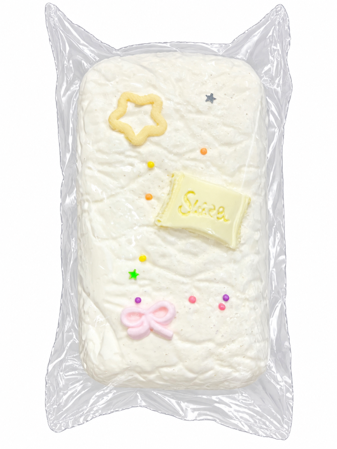 White Cream Toast Squishy Toy – Cute Pastel Design