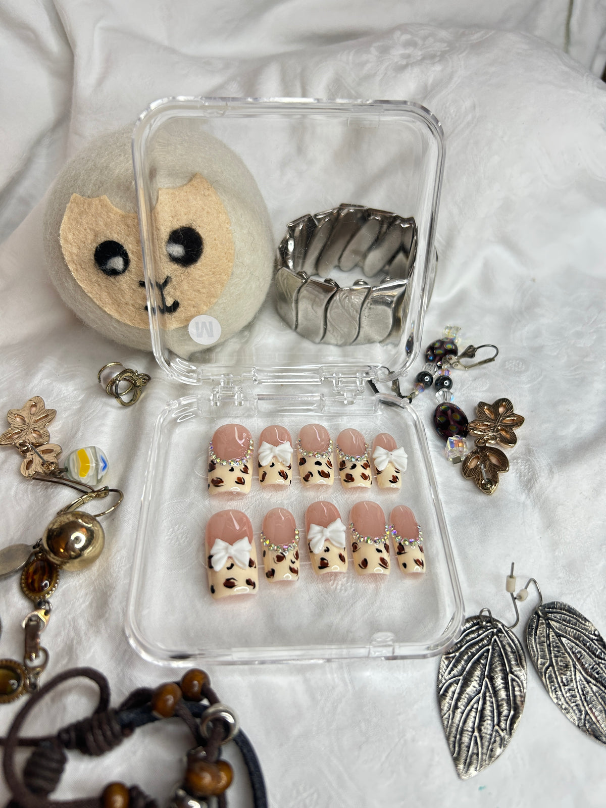 Cute Teddy Bear Press-On Nails Set
