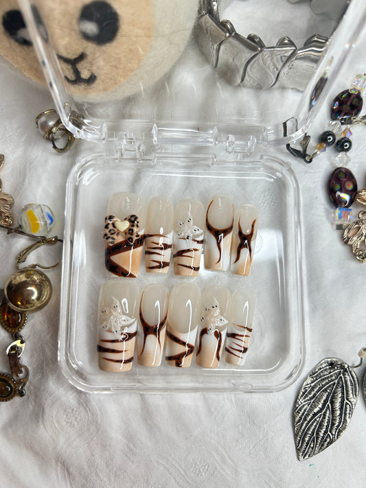 Cream Brown French Press-On Nails