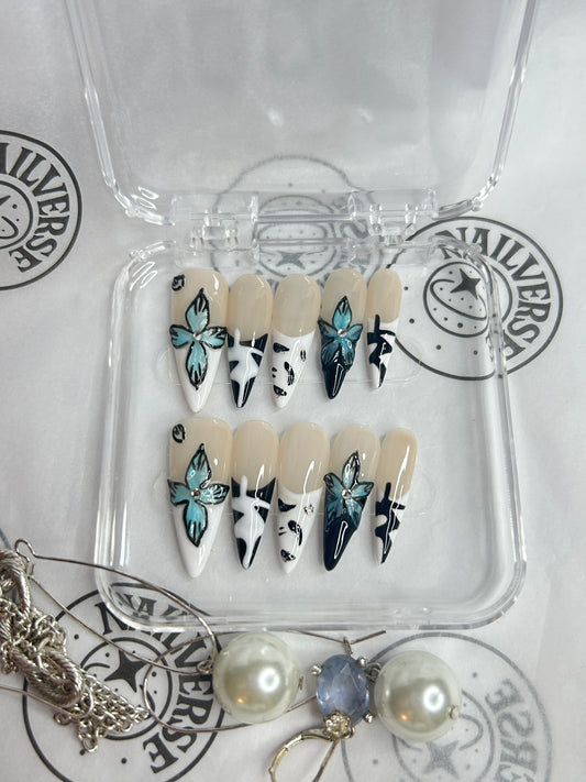 Cream Bow Pearl Press-On Nails
